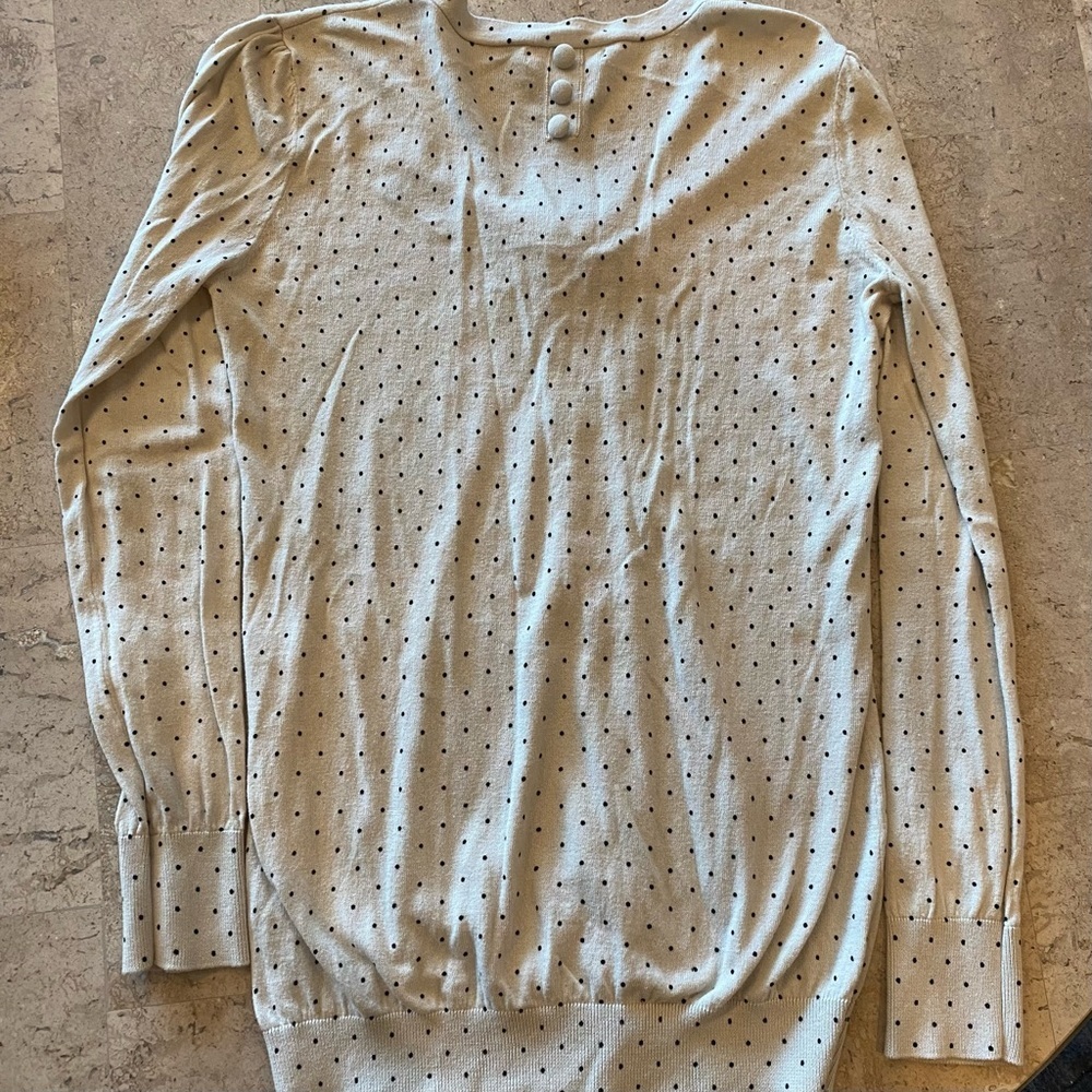 Volcom Sweater Women S/P Ivory with Black Polka Dots Knit Long Sleeve - Picture 3 of 5